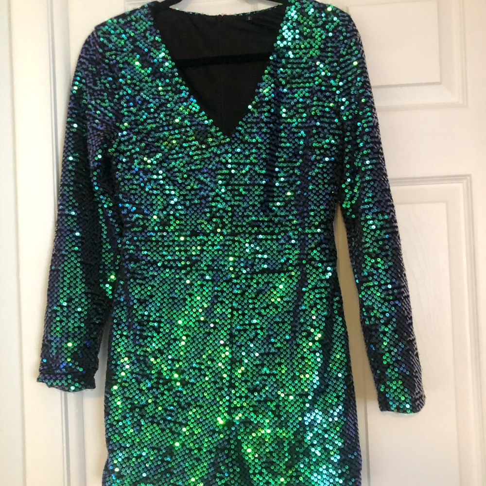 Sequined green & blue romper